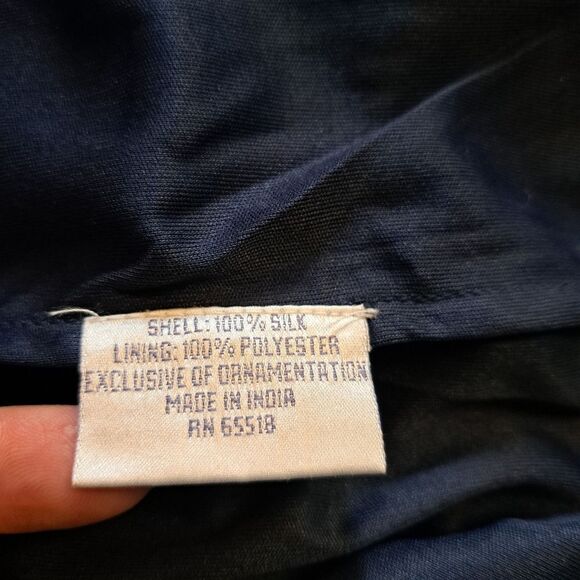 Patra Silk Elegant Sequin Beaded V Neck Party Maxi Dress Size 12 Navy - Picture 6 of 17